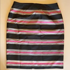 Halogen Pink/Grey/Black Striped Skirt (Size 10)